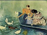 Mary Cassatt Canvas Paintings - Feeding The Ducks